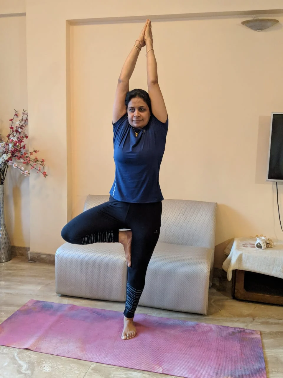 Neha ji practicing yoga as part of her morning routine